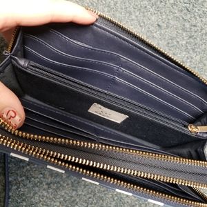 SOLD- A New Day blue gingham wallet clutch